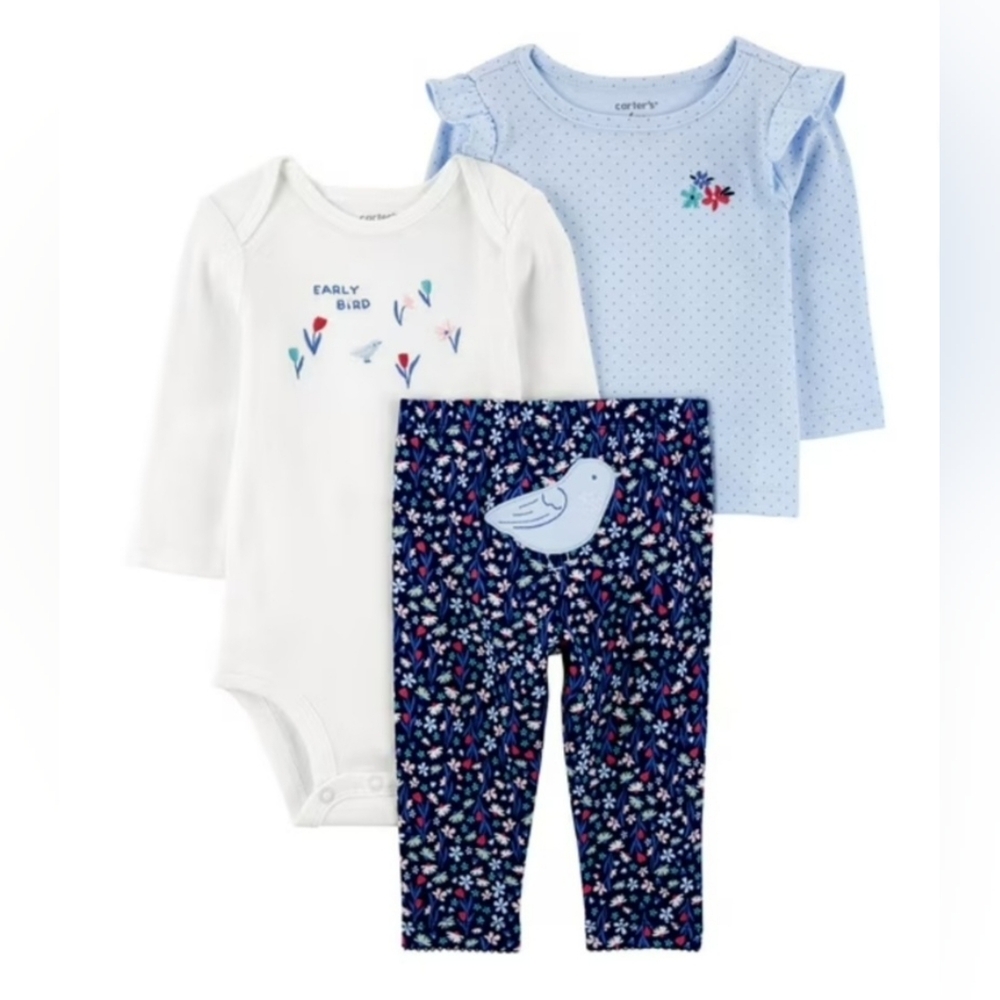 🔥 NWT Carter's 3 Piece Bodysuite Pants Matching Set (Size: 24M)